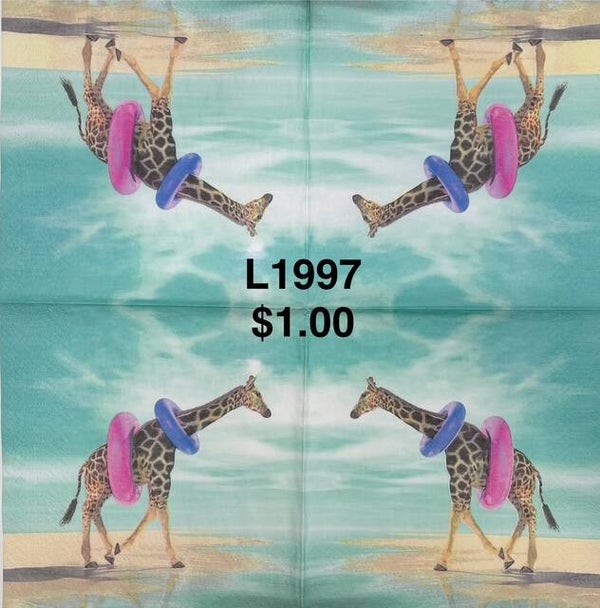 Animals (L1997) - Giraffe with Life Preservers Around Neck