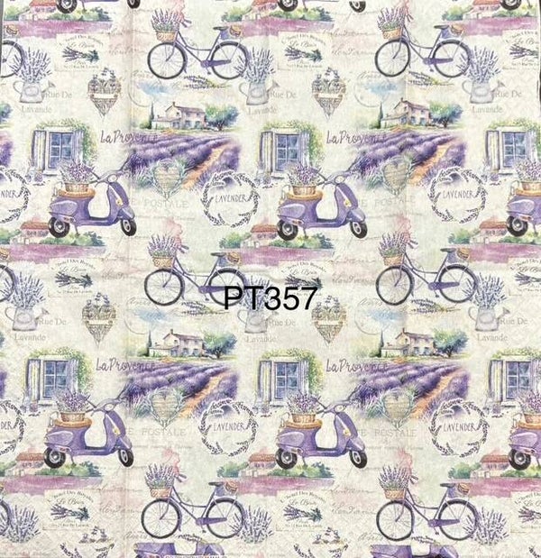 Scene (PT357) - Lavender Scene with Window, Bicycle and Moped