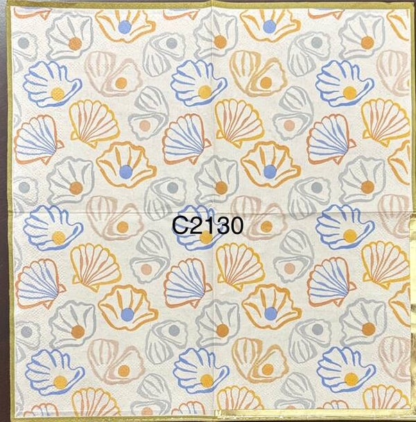 Beach (C2130) - Orange and Blue Shells Wallpaper