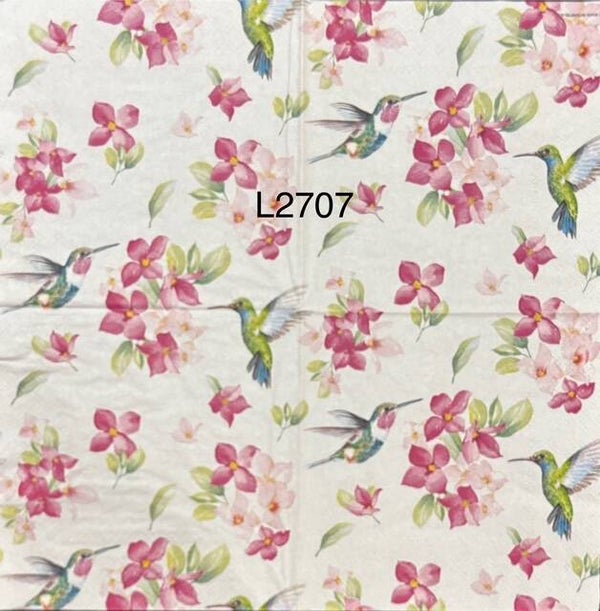 Animals (L2707) - Hummingbirds with Pink Flowers