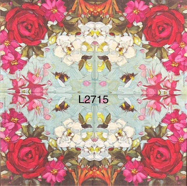 Flowers (L2715) - Red Roses with Bee Flying Around