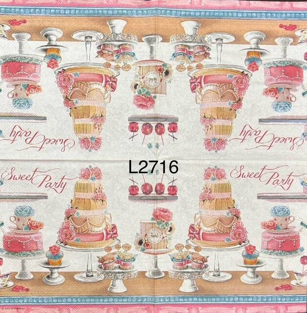 Food (L2716) - Sweet Party Cakes and Desserts on Table