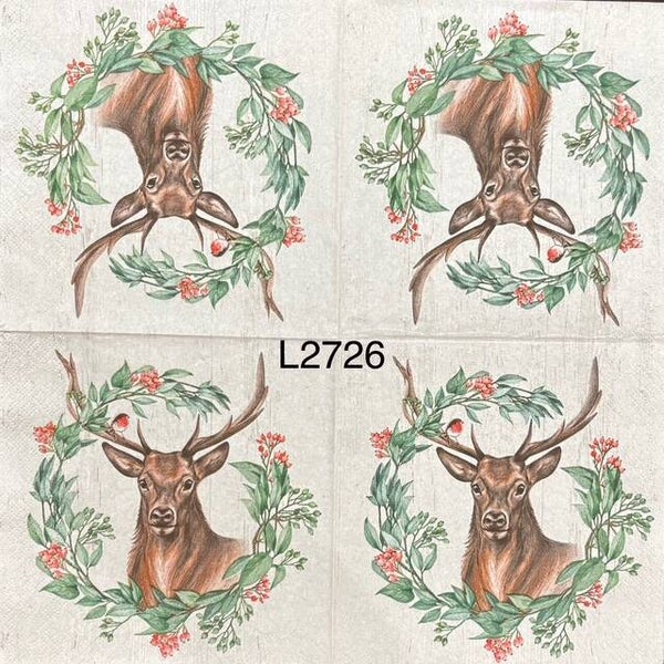 Christmas (L2726) - Deer Head in a Wreath (Buck)
