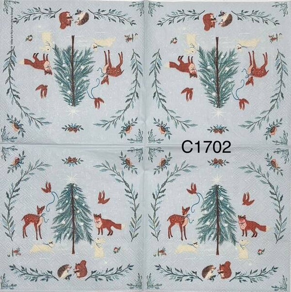 Christmas (C1702) - Deer and Fox by Tree