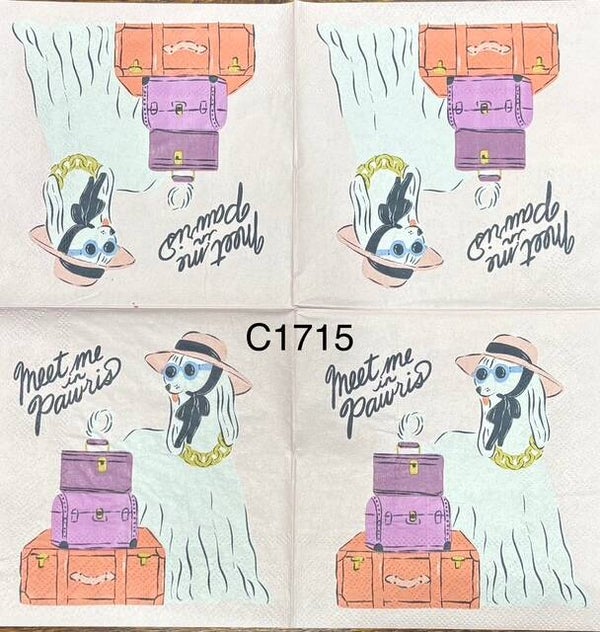 Dogs (C1715) - Meet me in Pauris (Dog with Hat and Luggage)