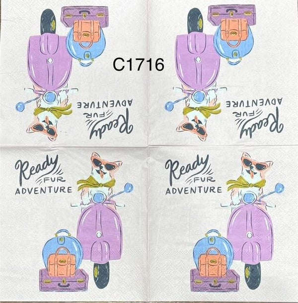Dogs (C1716) - Ready Fur Adventure (Dog on Moped with Luggage)