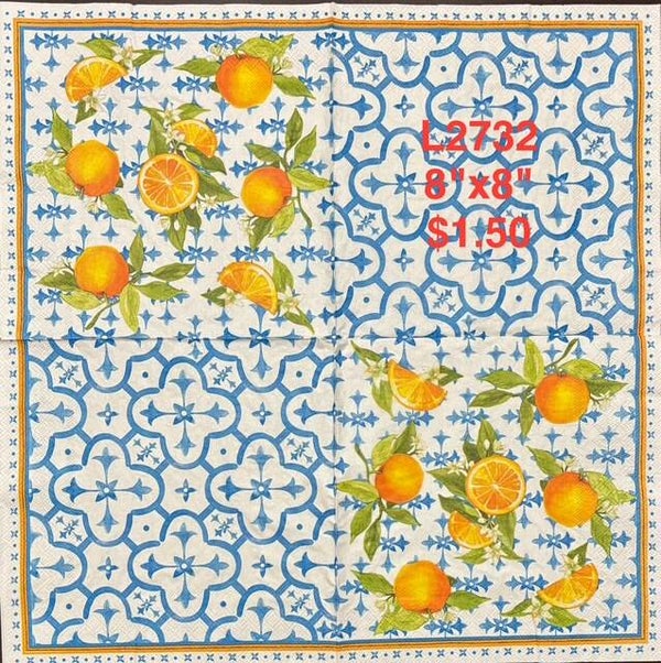Fruits (L2732) - Oranges with Blue and White Designs