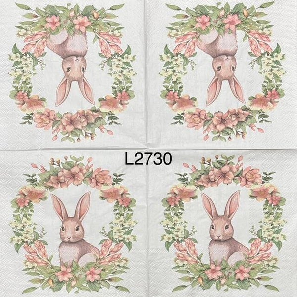 Easter (L2730) - Bunny Sitting Inside Flower Wreath