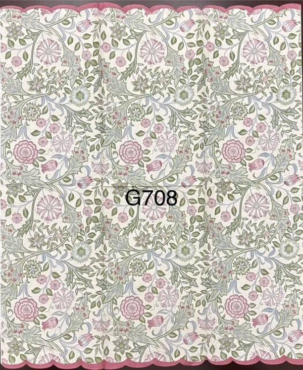 Design (G708) - Green and Burgundy Flower Design Wallpaper