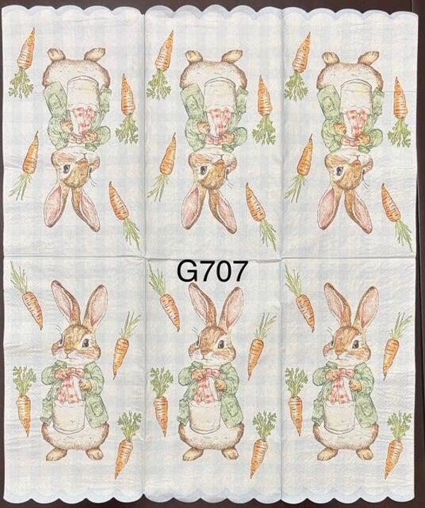 Easter (G707) - Bunny with a Light Blue Check Background