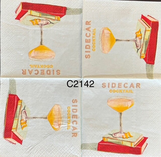 Drinks (C2142) - Sidecar Cocktail on Top of Books