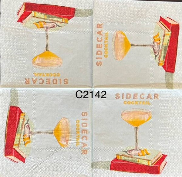 Drinks (C2142) - Sidecar Cocktail on Top of Books