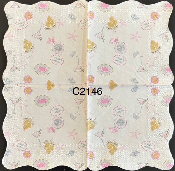 Beach (C2146) - Starfish, Shells, Fish, Crabs, Martinis, Shells Wallpaper