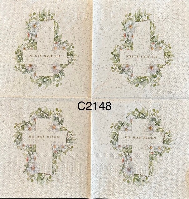 Easter (C2148) - He Has Risen Cross Surrounded by Flowers