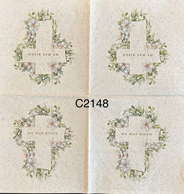 Easter (C2148) - He Has Risen Cross Surrounded by Flowers