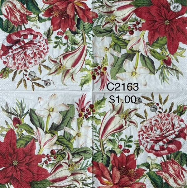 Christmas (C2163) - MDW Poinsettas and Red and White Christmas Flowers