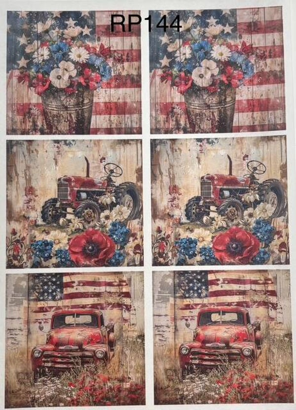 4th of July (RP144) - American Grunge Farm Squares