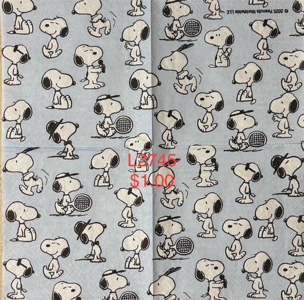 Snoopy (L2745) - Blue Background Snoopy with Tennis Racket