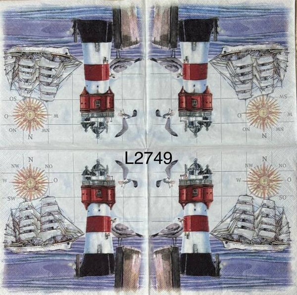 Beach (L2749) - Lighthouse with Ship to the Side of it