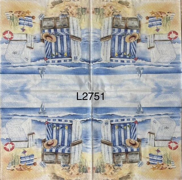 Beach (L2751) - Cabana Chair with Sun Hat and Beach Bag