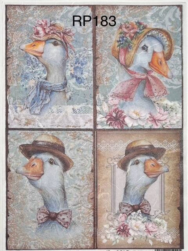 Birds (RP183) - Ducks with Hats/Bonnets