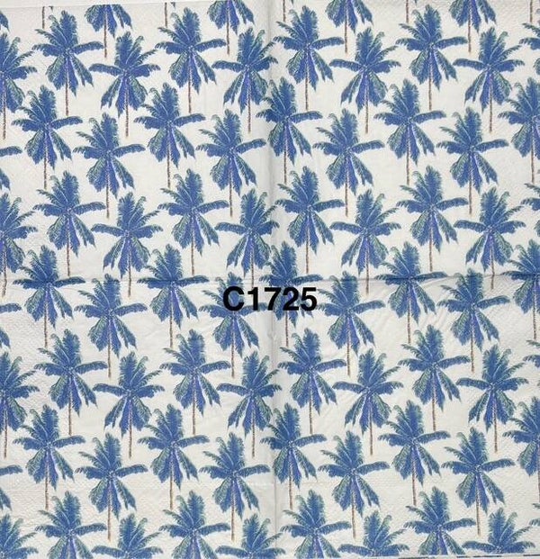 Beach (C1725) - Palm Tree Wallpaper Blue and White