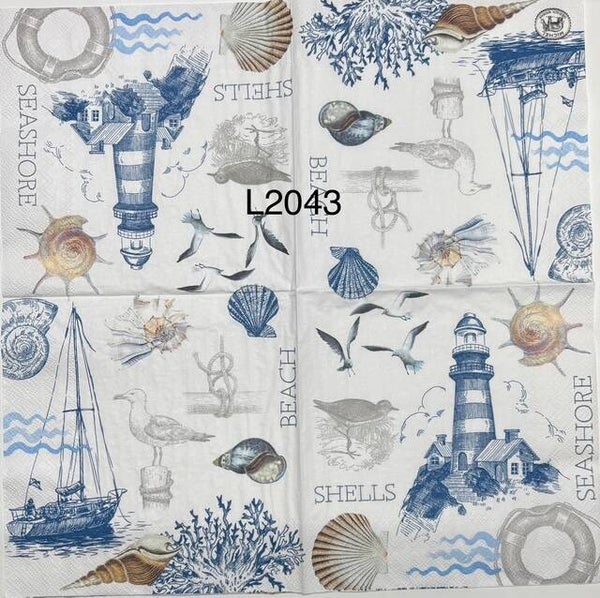 Beach (L2043) - MDW Lighthouse, Shells, Seagulls, Sailboat (On the Shore)