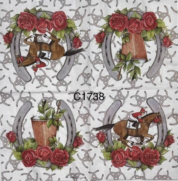 Horses (C1738) - Race Horse and Horse Shoe Victory