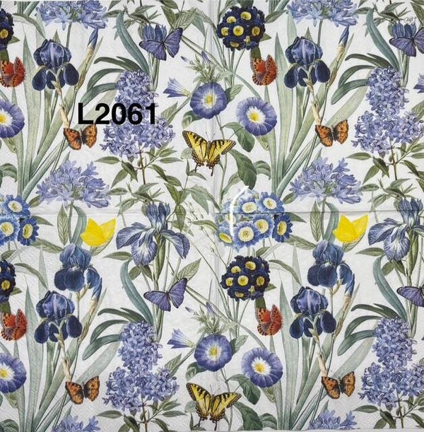 Flowers (L2061) - Purple and Blue Flowers and Butterflies