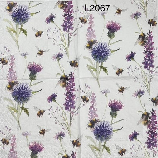 Bees (L2067) - Bees Flying Around Purple Flowers
