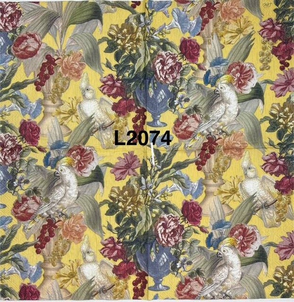 Birds (L2074) - Cockatoo with Flowers and Vase