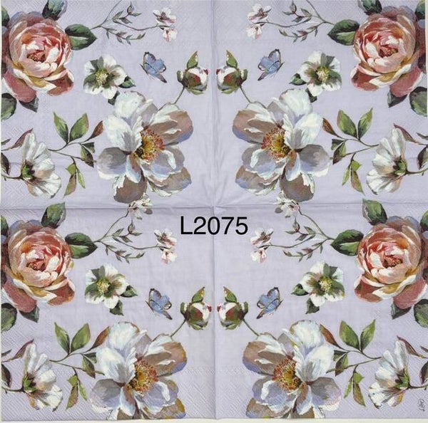 Flowers (L2075) - Pink and White Flowers with Lavender Background