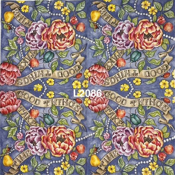 Flowers (L2086) - Flowers and Ribbon That Says "Good Things Take Time"