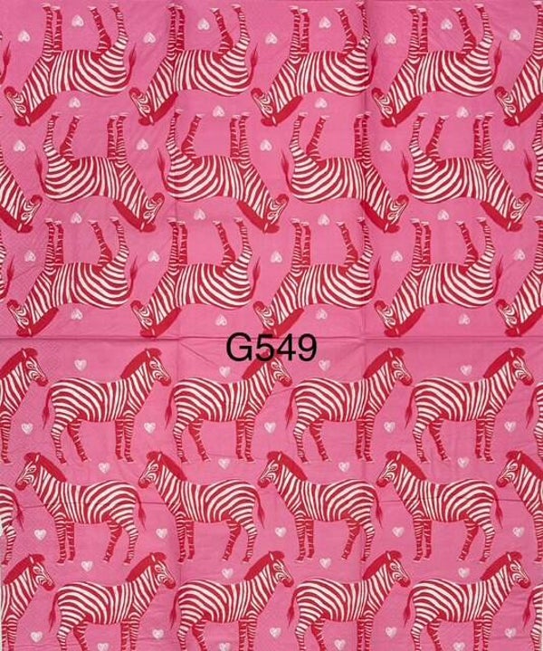 Animals (G549) - Red and White Zebras with Pink Background