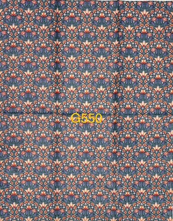 Flowers (G550) - Small Peach and Blue Flowers in Fan Shaped Design Wallpaper