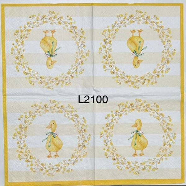 Easter (L2100) - Yellow Duck in Wreath with Ribbon