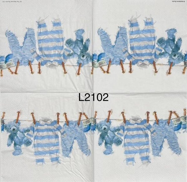 Baby (L2102) - Blue Baby Boy Clothes Hanging on Clothesline