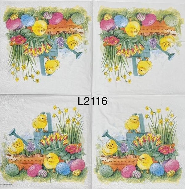 Easter (L2116) - Planter with Water Can and Baby Chicks and Eggs