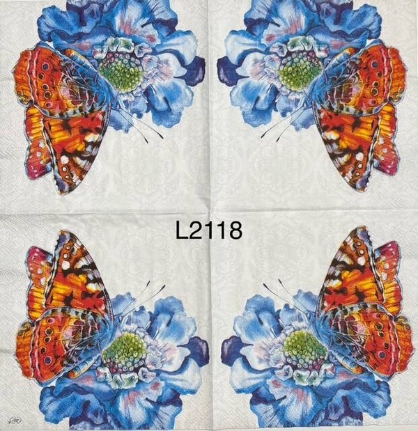 Butterflies (L2118) - Butterfly Landing on Blue Flower