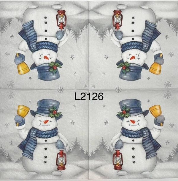 Christmas (L2126) - Snowman with Gold Bell and Lantern