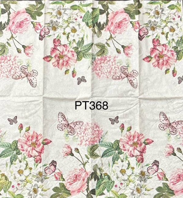 Flowers (PT368) - Amelia - Pink and White Flowers and Butterflies