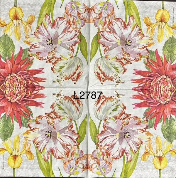 Flowers (L2787) - Dahlia - Red, Yellow and Pink Flowers