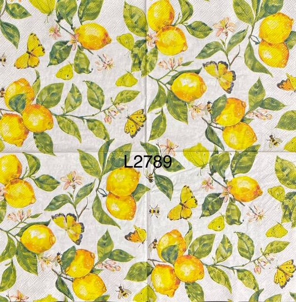 Fruits (L2789) - Fresh Lemons and Yellow Butterflies