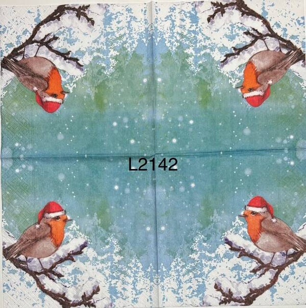 Christmas (L2142) - Robin Wearing a Santa Hat