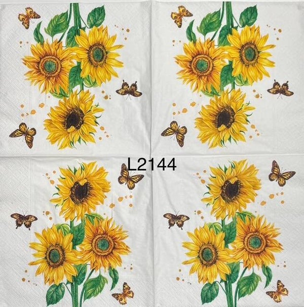 Sunflowers (L2144) - Sunflowers with Butterflies Flying Around