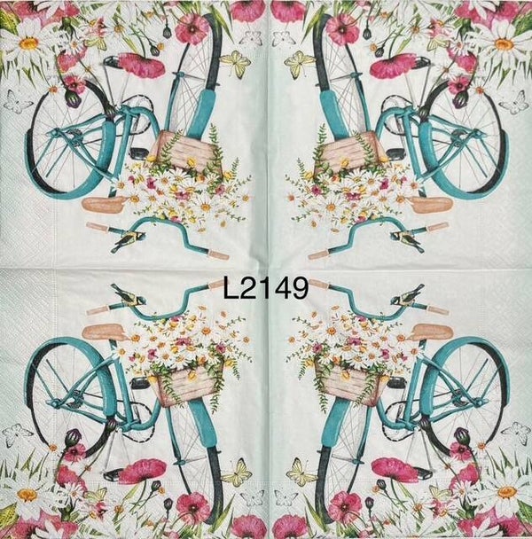 Flowers (L2149) - Blue Bicycle with Basket of Daisies