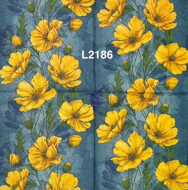 Flowers (L2186) - Yellow Flowers with Blue Background