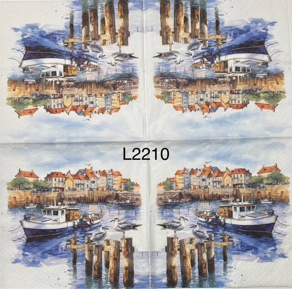 Beach (L2210) - Port Scene with Boat and Dock