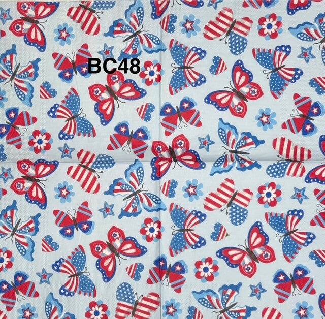 4th of July (BC48) - Red, White and Blue Butterflies