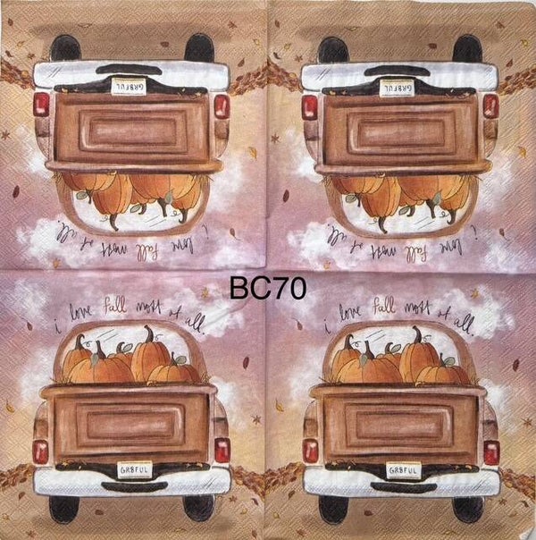 Fall (BC70) - Brown Truck with Pumpkins in Trunk